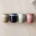 Espresso Tassen "simple things" der Mokka Ceramics in vier Farben: Beige, Blau, Grün und Rosa